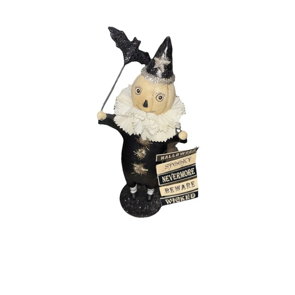 Enesco Heather Meyers Jack Be Little Pumpkin Black White Clown Halloween Bat